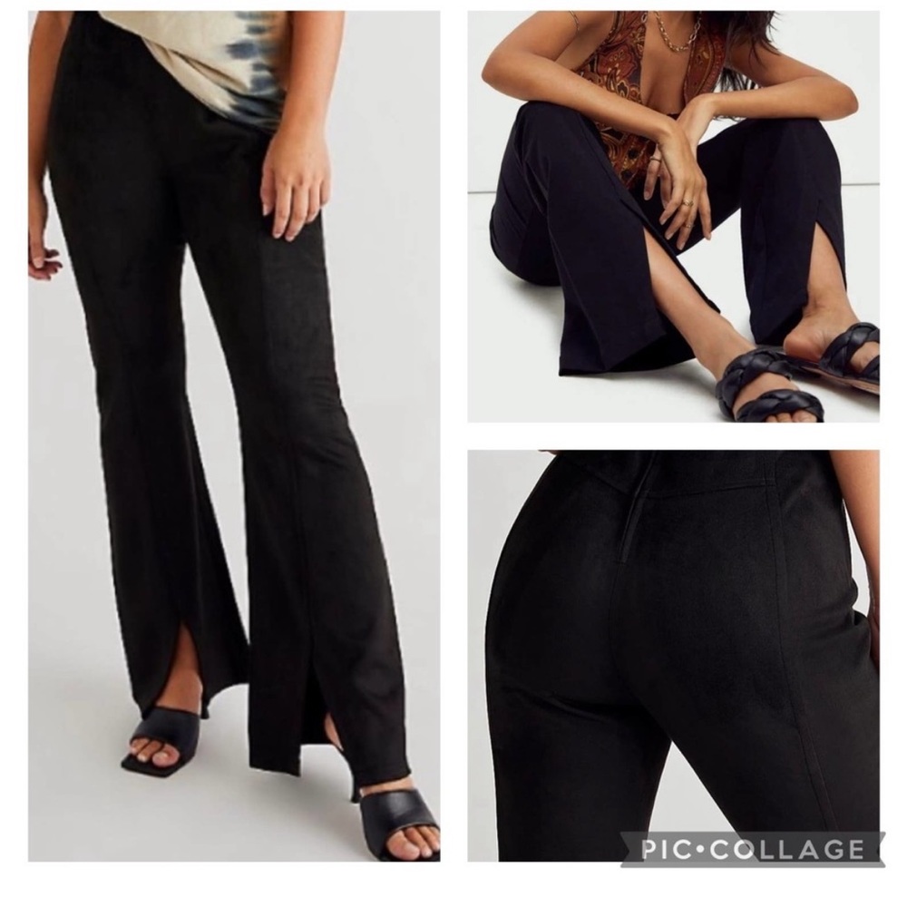Free People CRVY Real Deal Slit Vegan Suede Flares